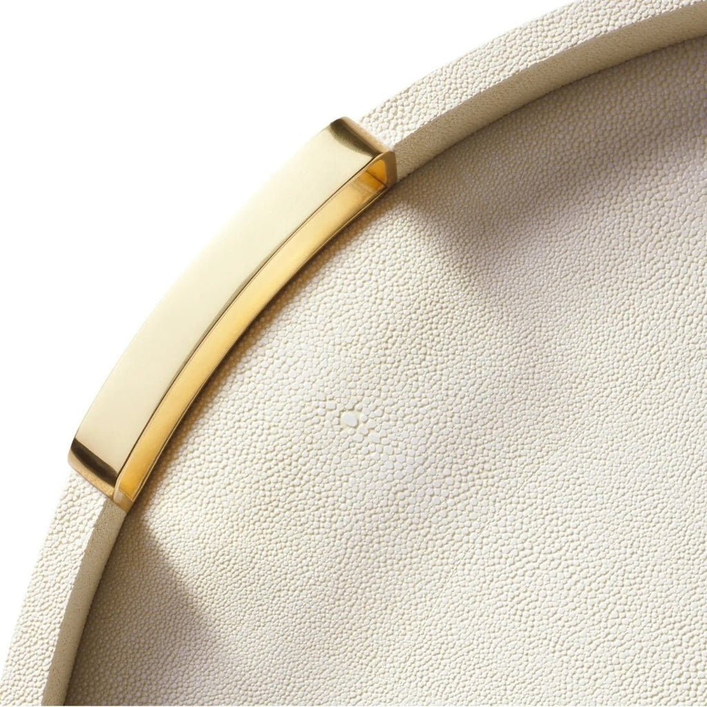 Carina Shagreen Small Round Tray in Cream by AERIN