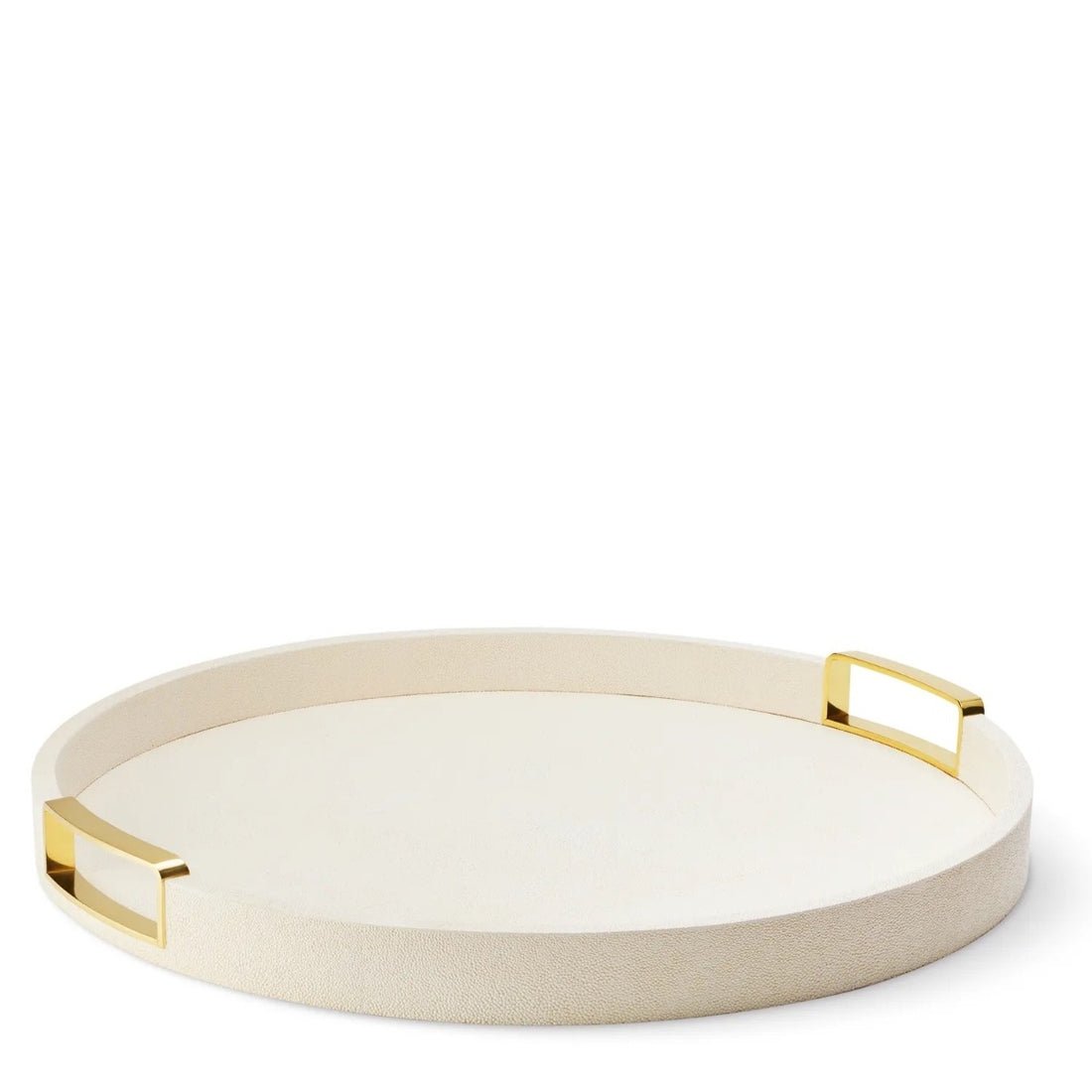 Carina Shagreen Small Round Tray in Cream by AERIN