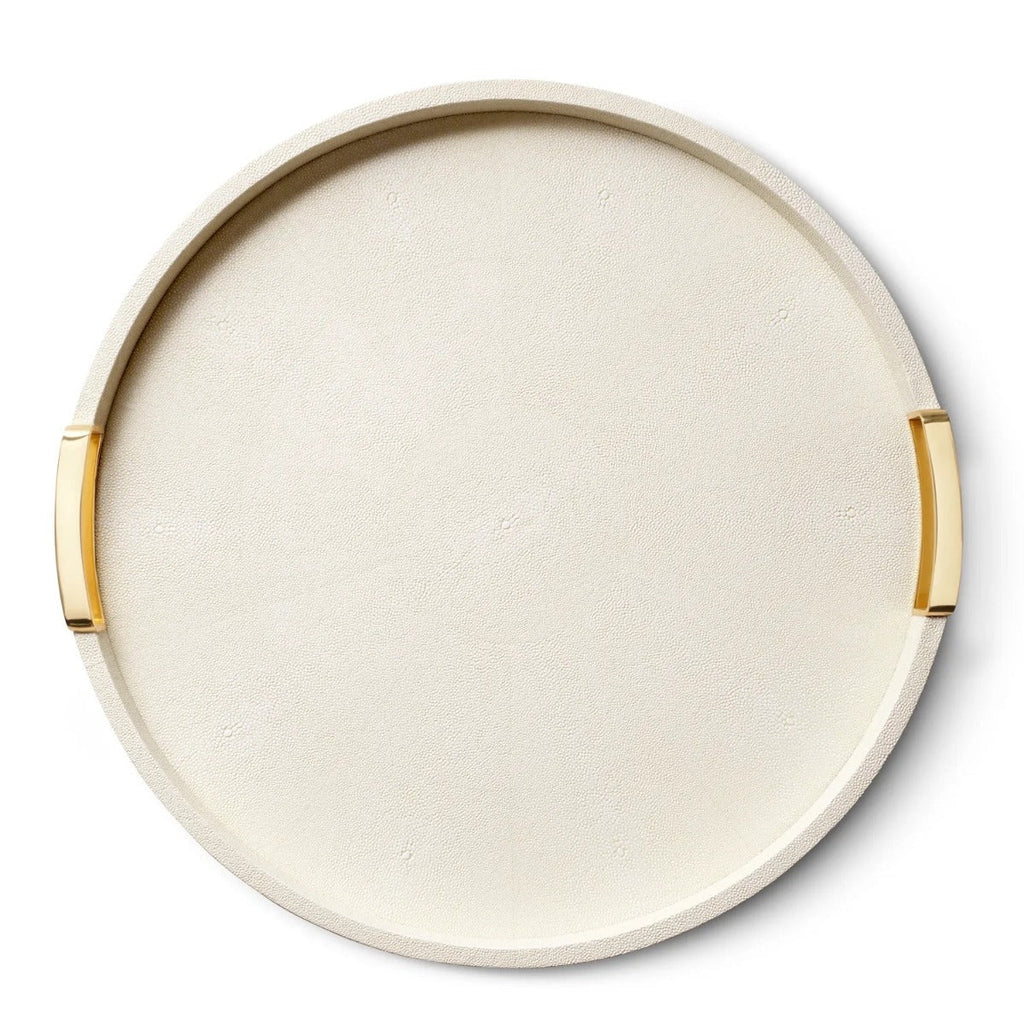 Carina Shagreen Small Round Tray in Cream by AERIN