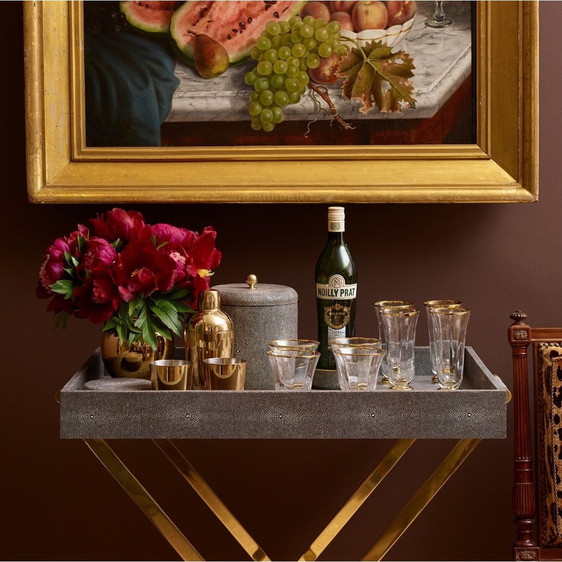 Classic Shagreen Serving Tray in Chocolate by AERIN