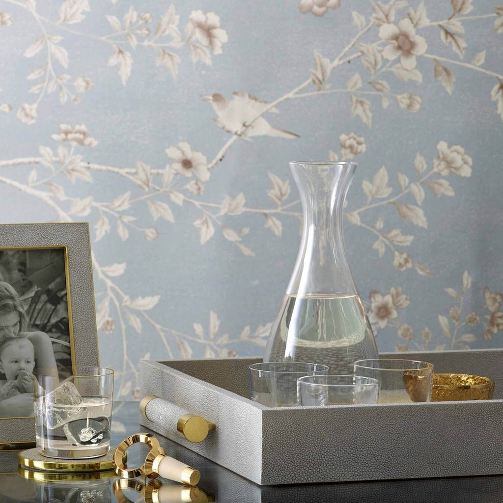 Classic Shagreen Serving Tray in Dove by AERIN