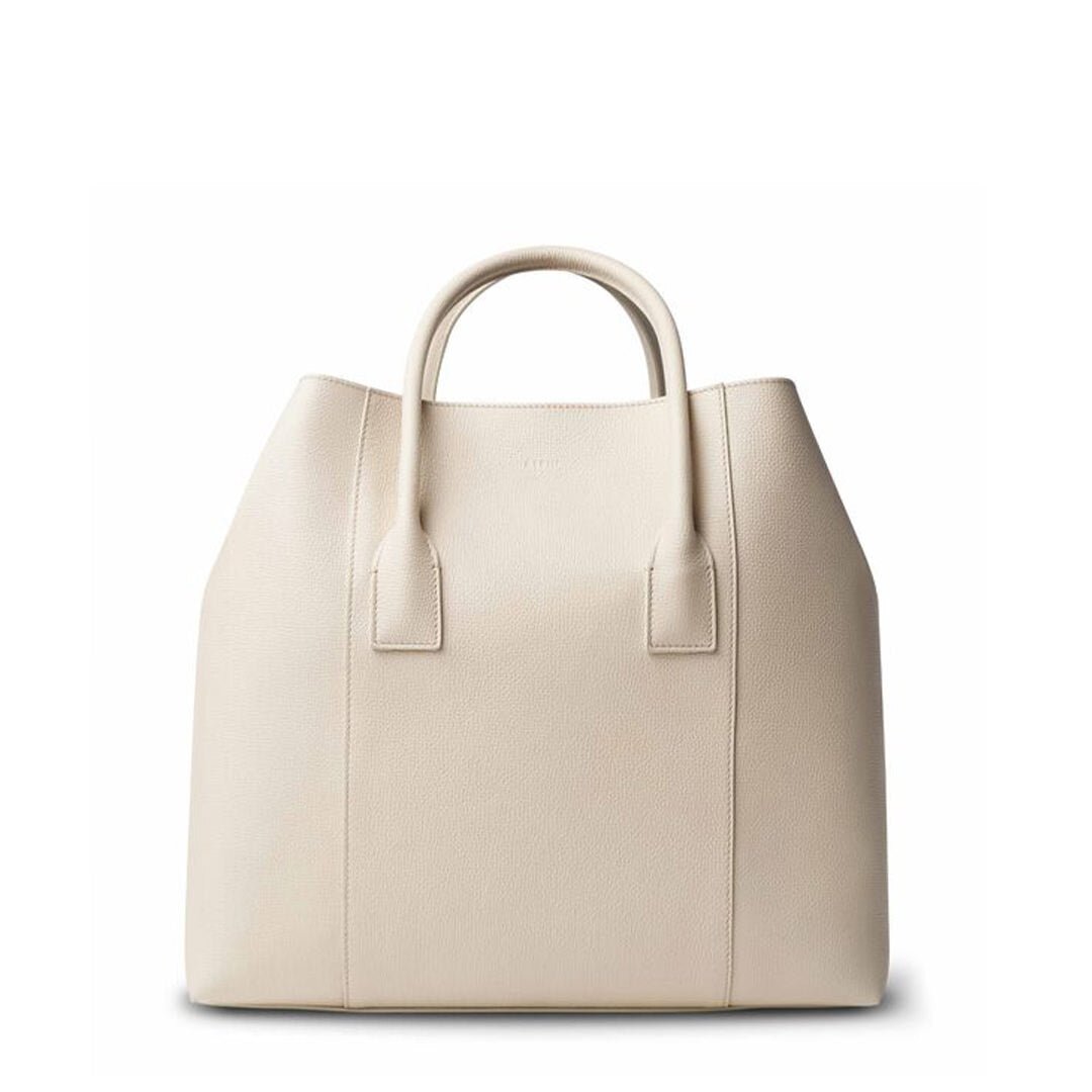Leather Mini Weekender Bag in Ecru by AERIN