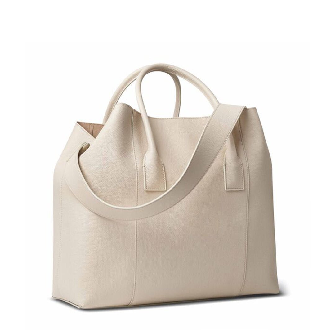 Leather Mini Weekender Bag in Ecru by AERIN