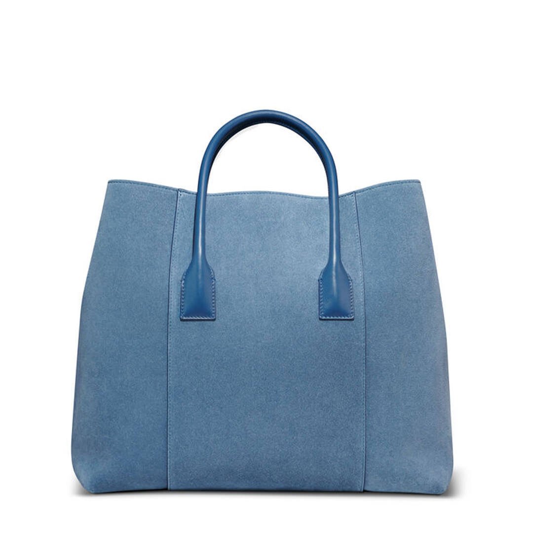 Mini Weekender in Denim Blue Suede by AERIN