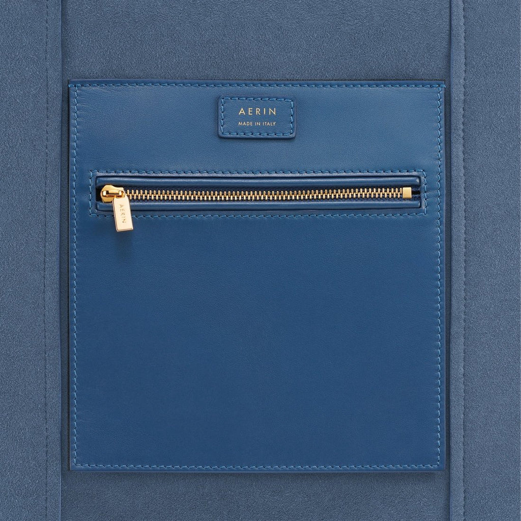 Mini Weekender in Denim Blue Suede by AERIN