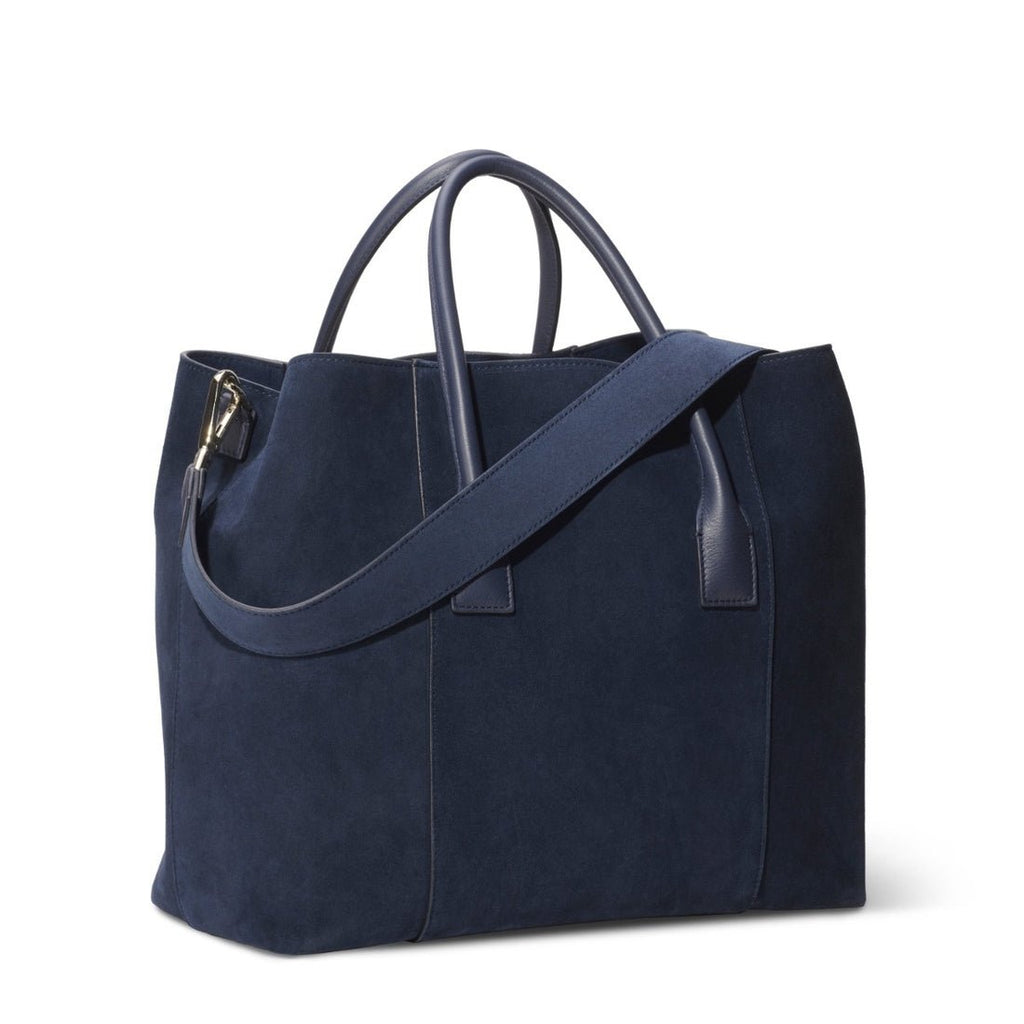Mini Weekender in Marine Suede by AERIN