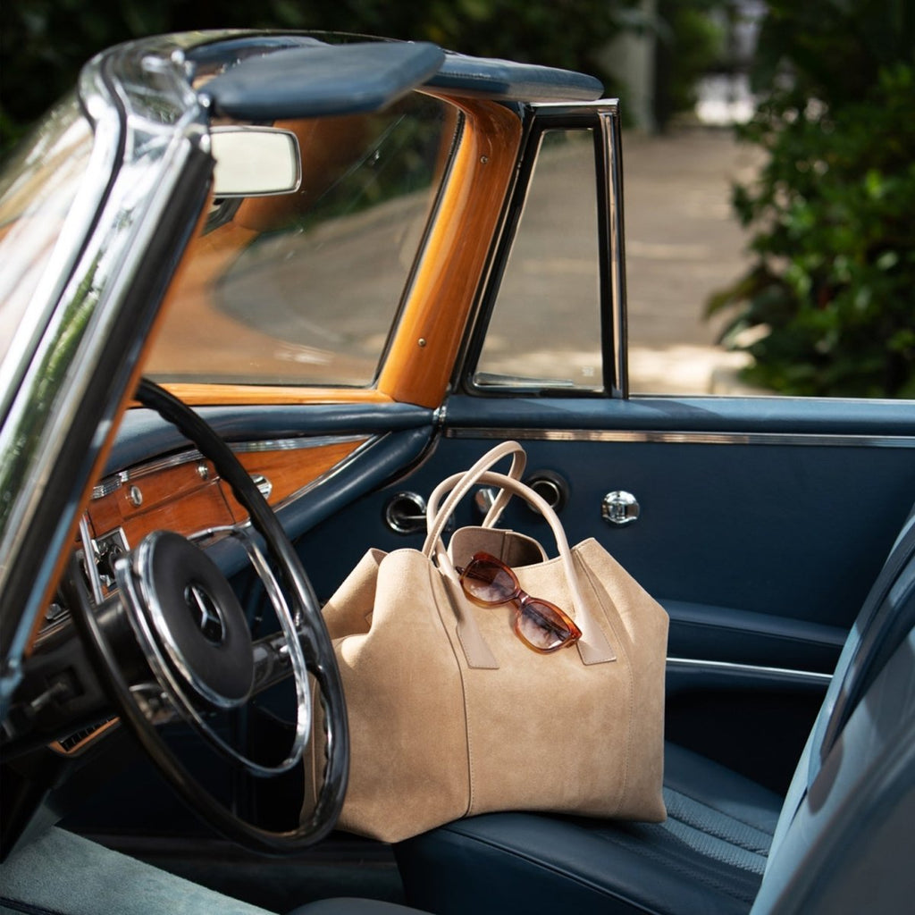 Mini Weekender in Sand Suede by AERIN