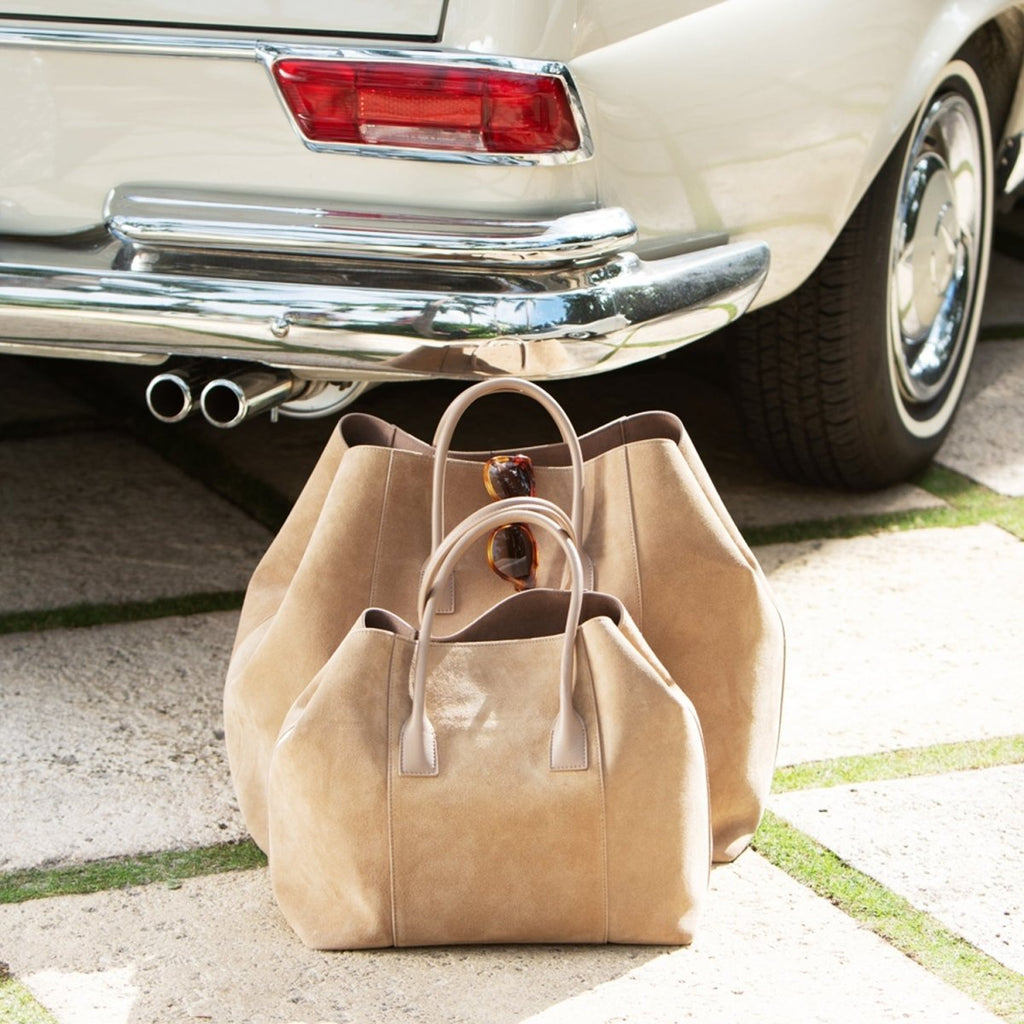 Mini Weekender in Sand Suede by AERIN