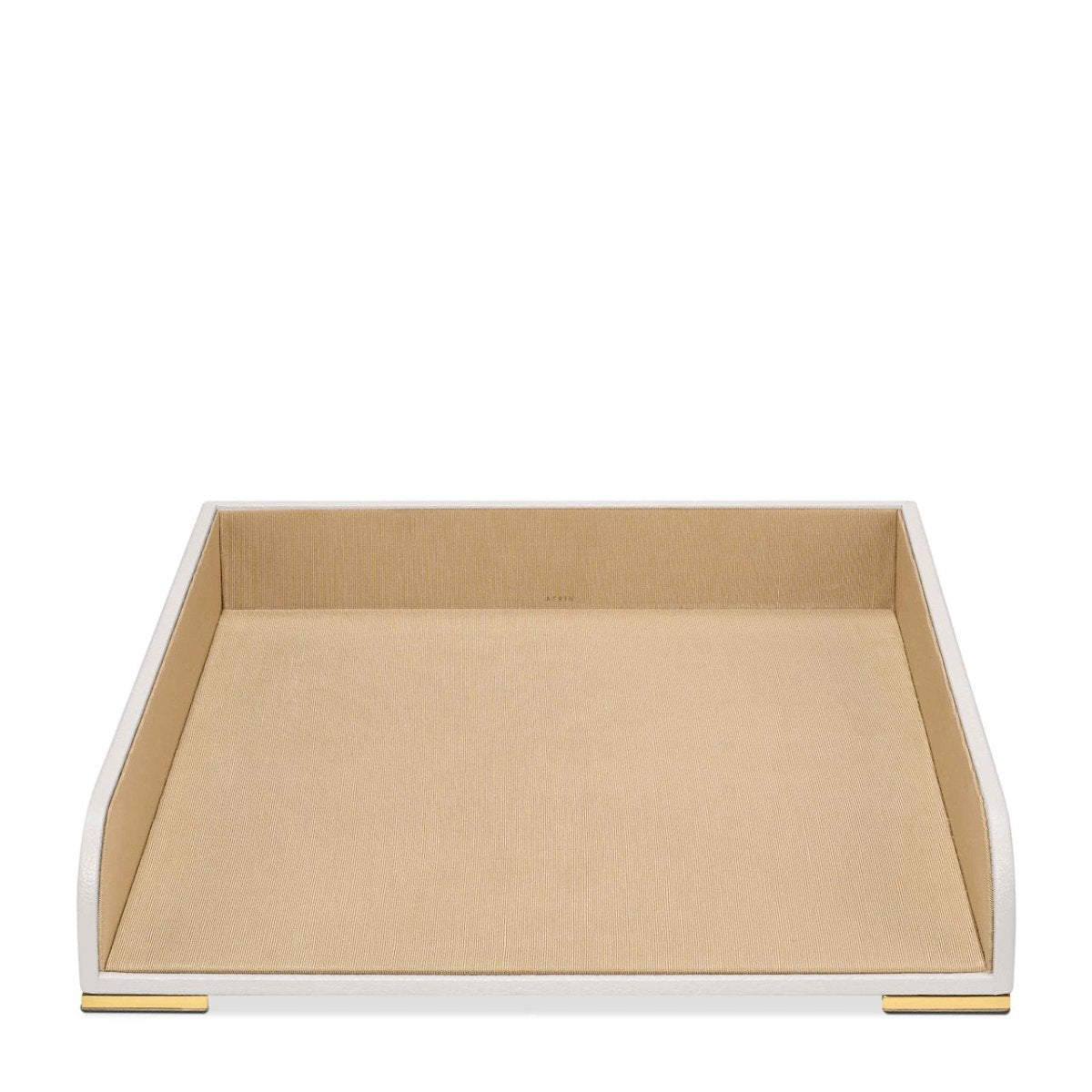 Piero Leather Paper Tray in Shadow White by AERIN