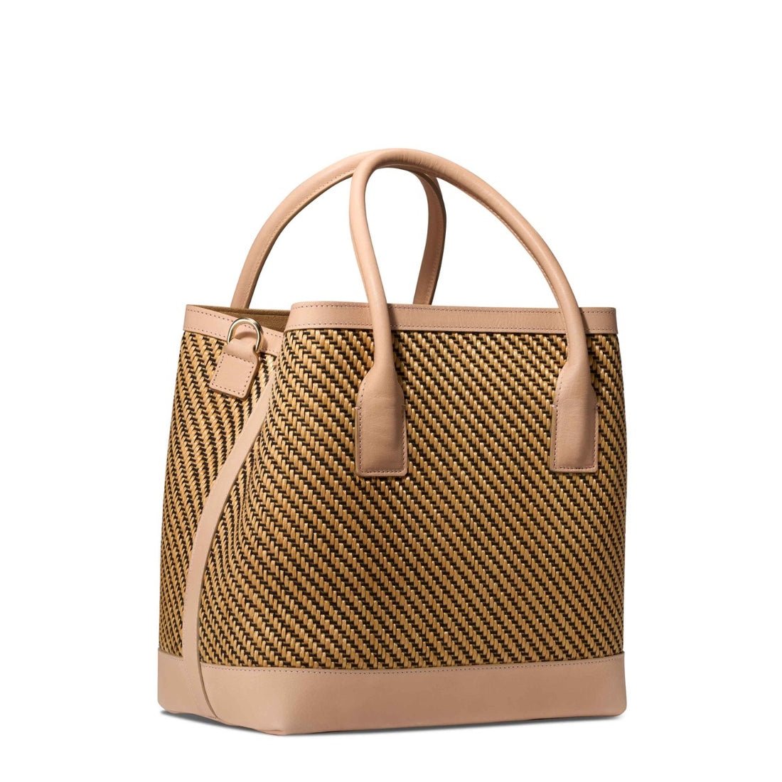 Raffia Nano Weekender Bag in Black & Natural by AERIN