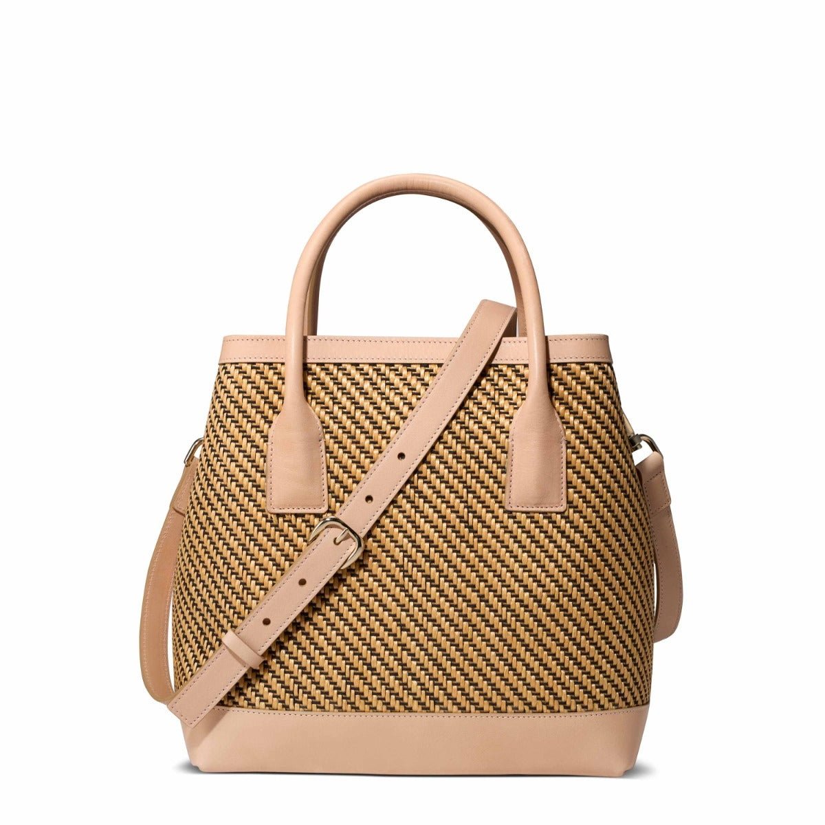 Raffia Nano Weekender Bag in Black & Natural by AERIN