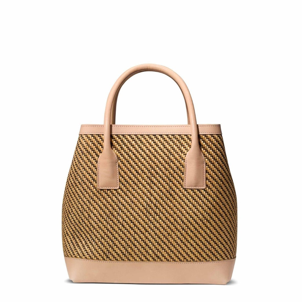 Raffia Nano Weekender Bag in Black & Natural by AERIN