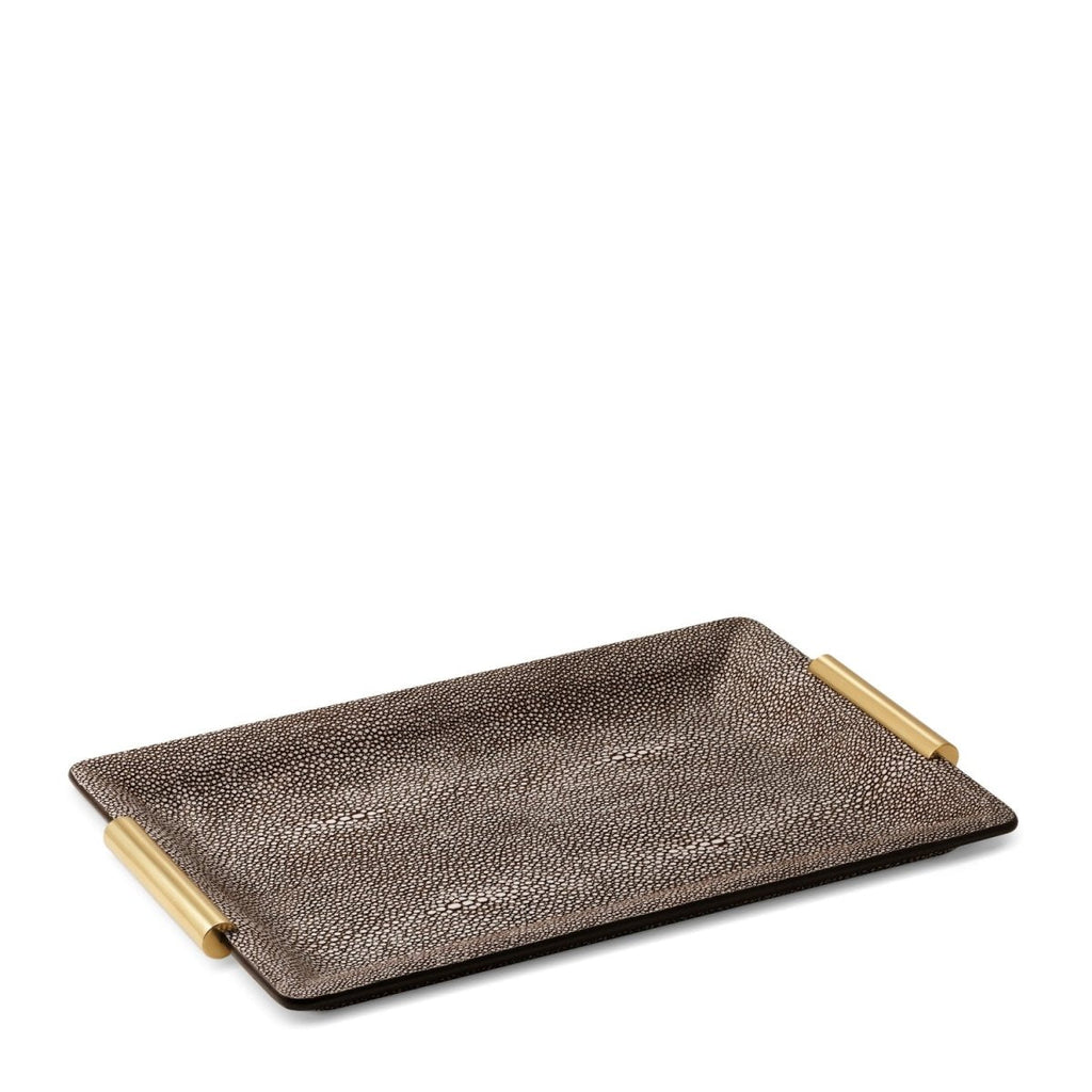 Shagreen Small Vanity Tray in Chocolate by AERIN