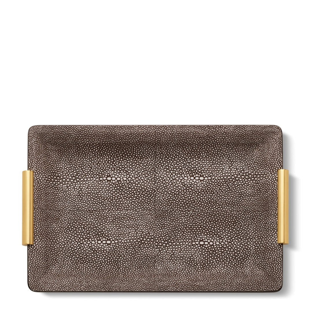 Shagreen Small Vanity Tray in Chocolate by AERIN