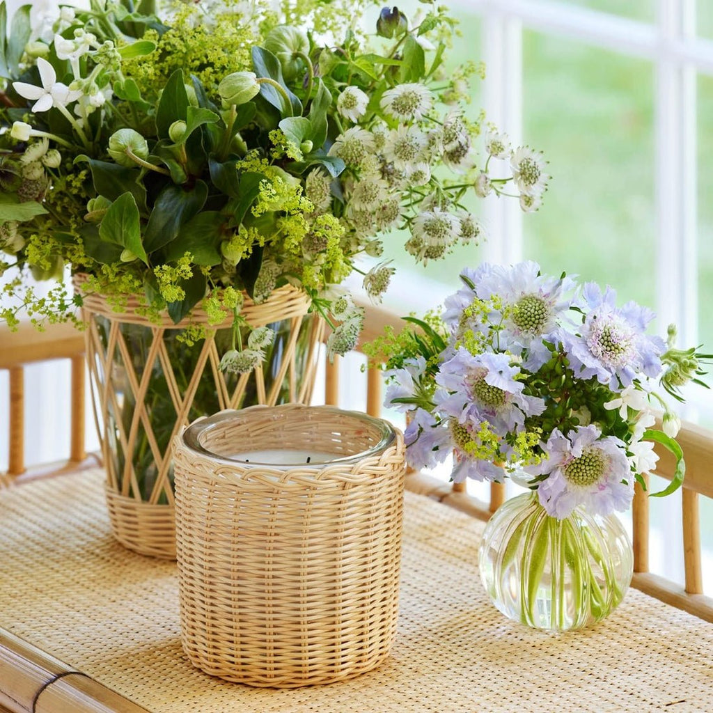Tulia Wicker Candle in Uzes Tuberose 17.4oz by AERIN