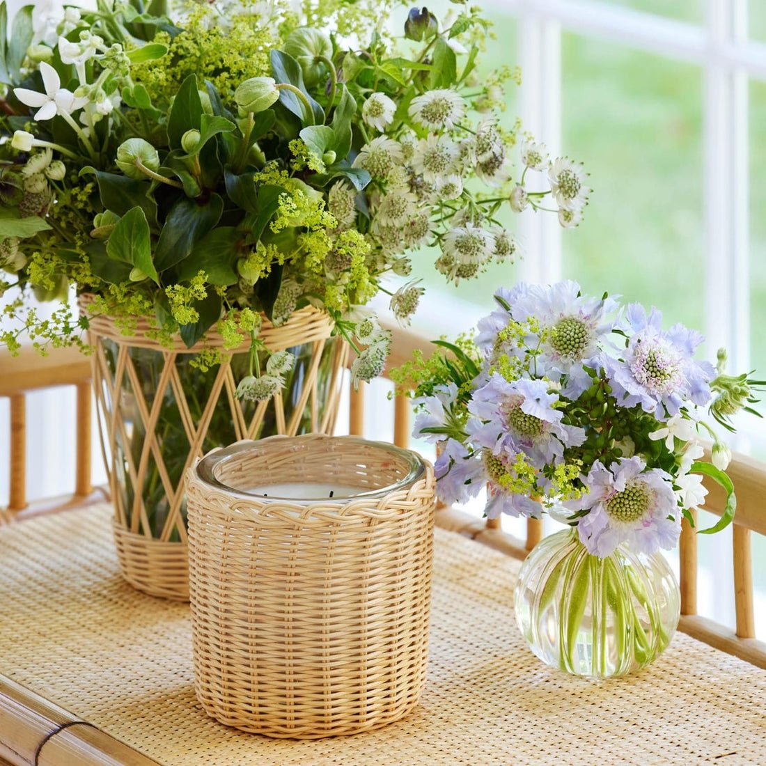 Tulia Wicker Candle in Uzes Tuberose 17.4oz by AERIN