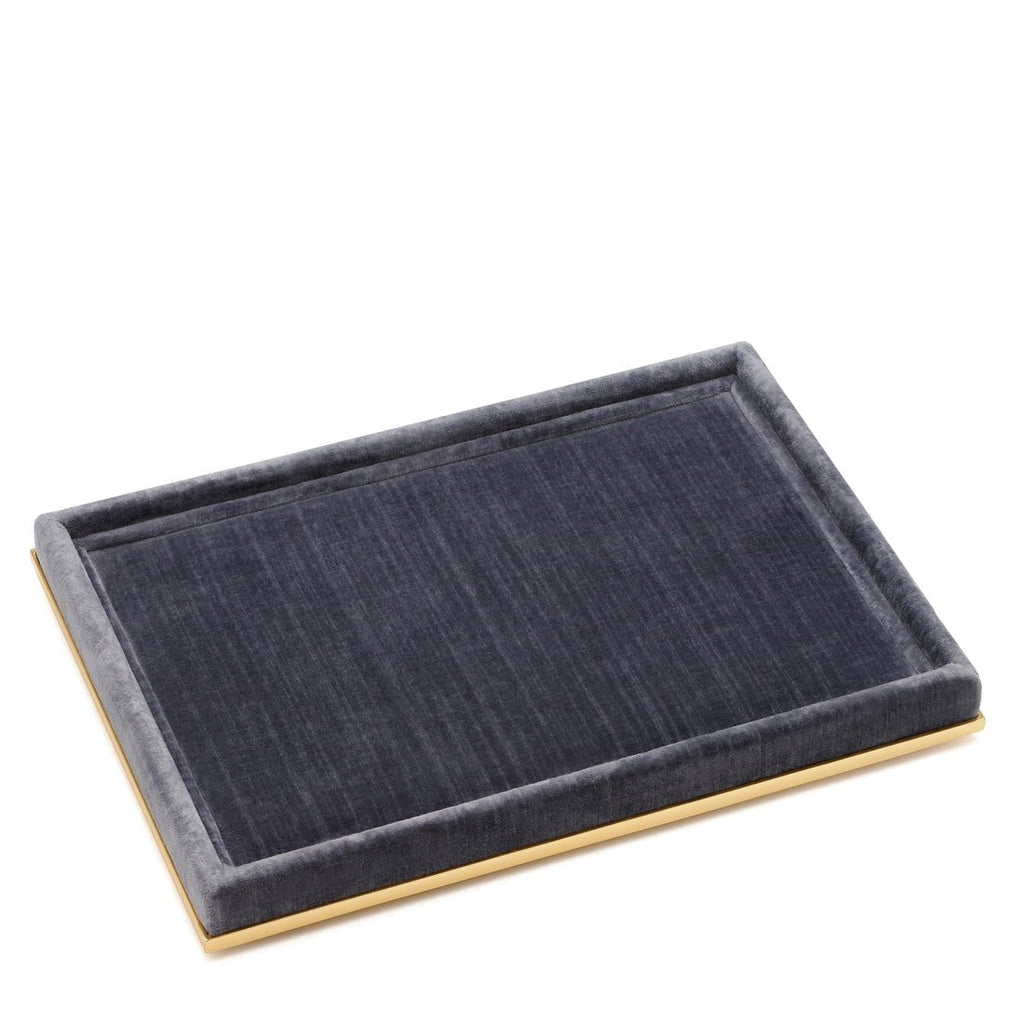Valentina Velvet Rectangular Tray in Dusk Blue by AERIN