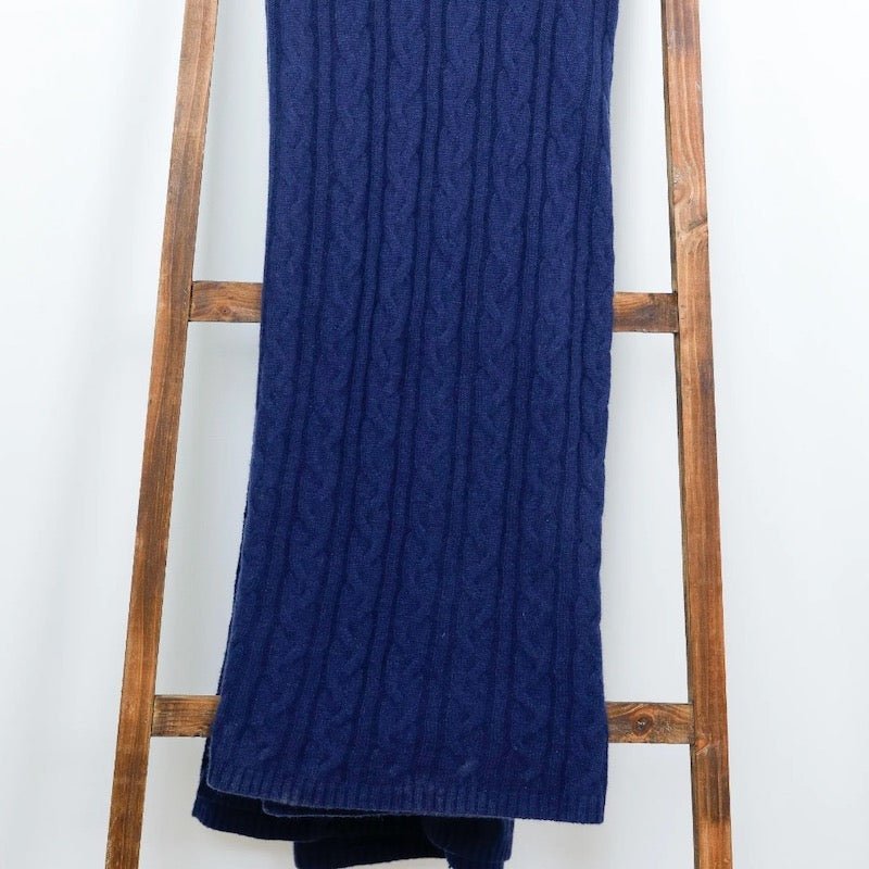 100% Cashmere Cozy Cable Knit Throw by Alashan