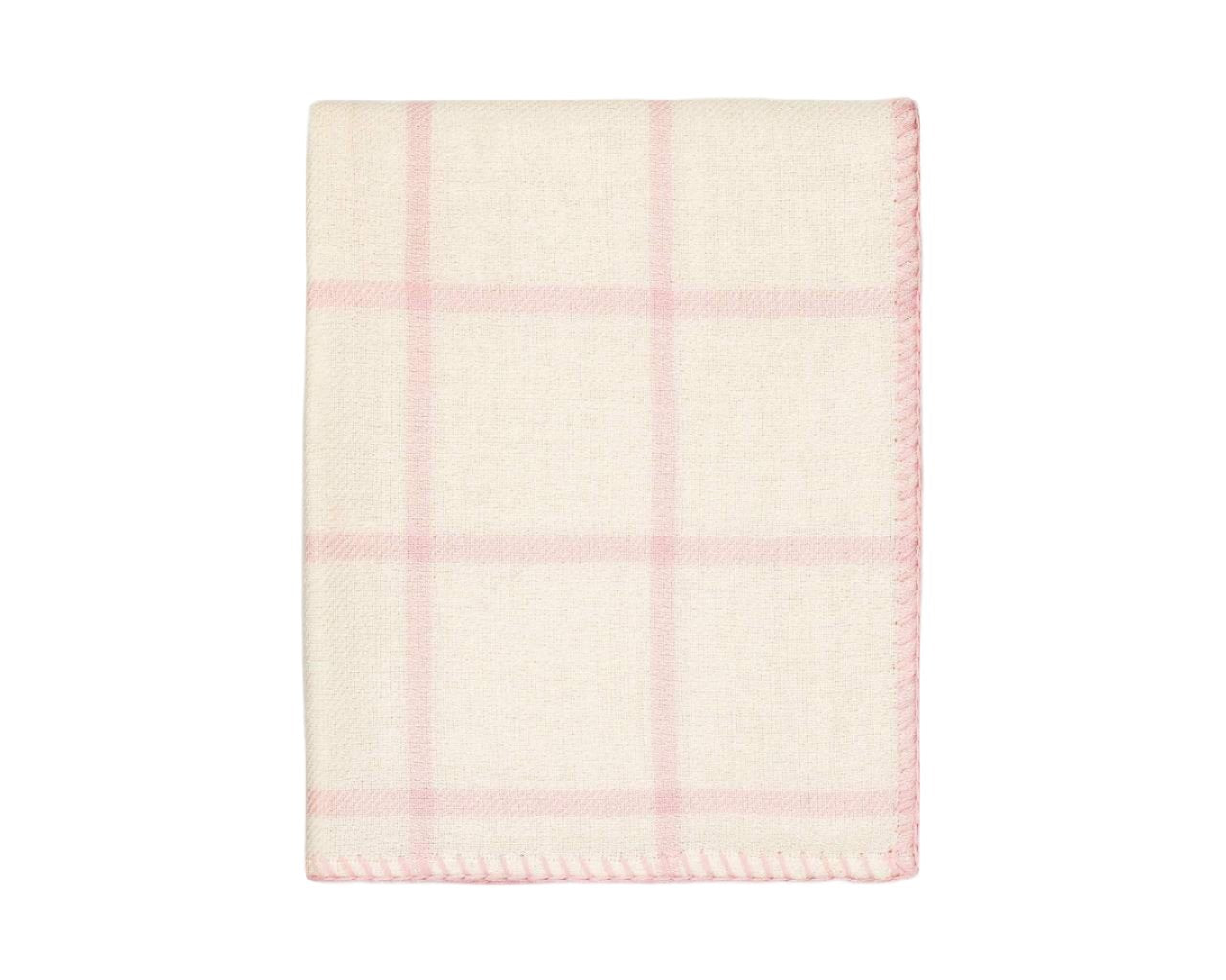 Alicia Adams Alpaca Graydon Throw in Ivory and Light Pink Powder