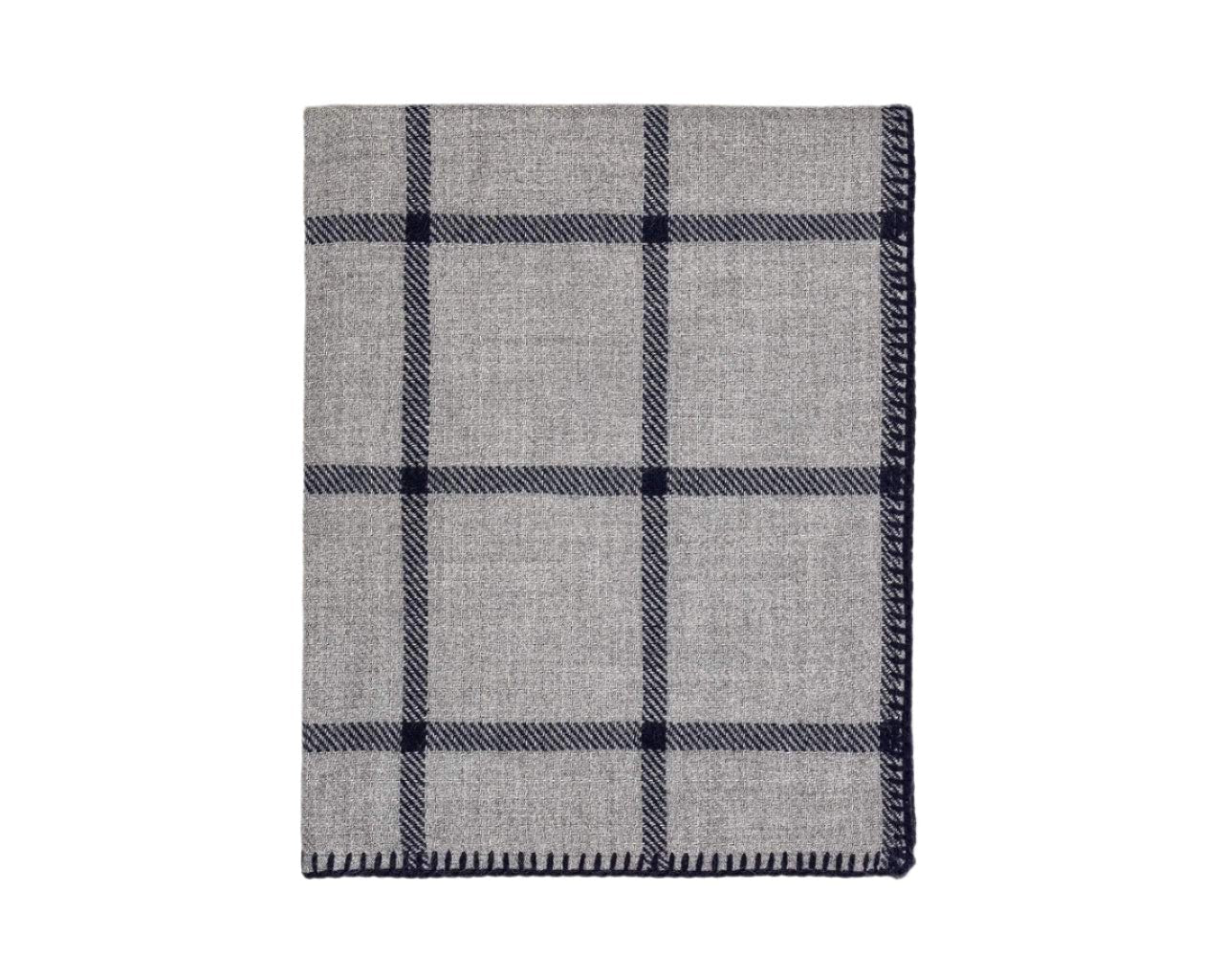 Alicia Adams Alpaca Graydon Throw in Light Grey and Navy Blue