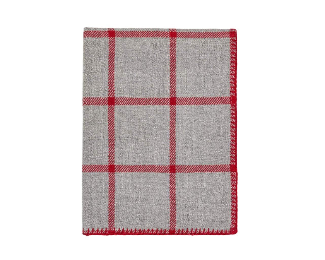 Alicia Adams Alpaca Graydon Throw in Light Grey and Scarlet Red