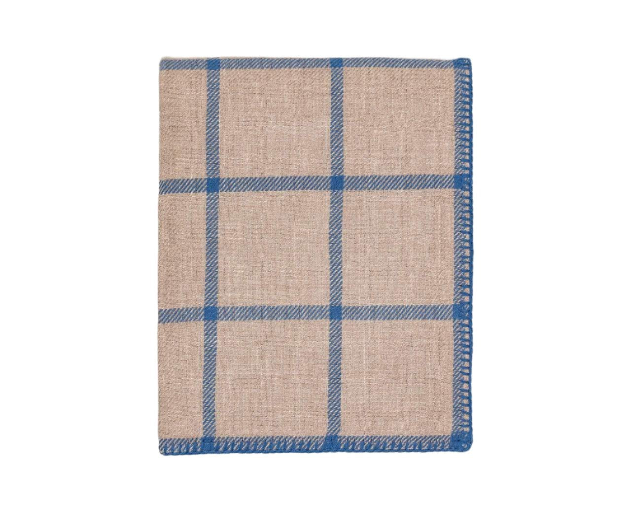 Alicia Adams Alpaca Graydon Throw in Light Taupe and Blue