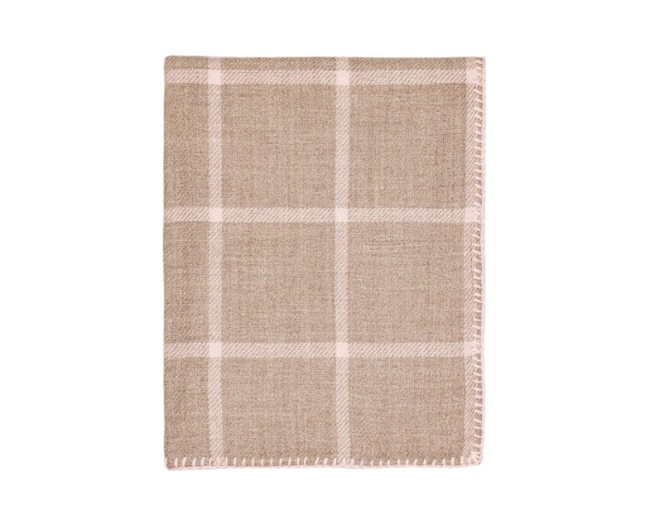 Alicia Adams Alpaca Graydon Throw in Light Taupe and Light Pink Powder