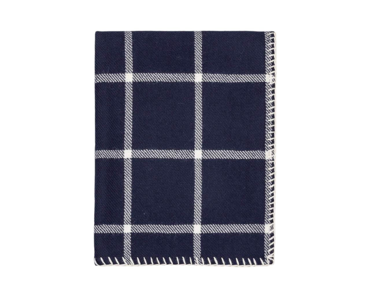 Alicia Adams Alpaca Graydon Throw in Navy Blue and Ivory