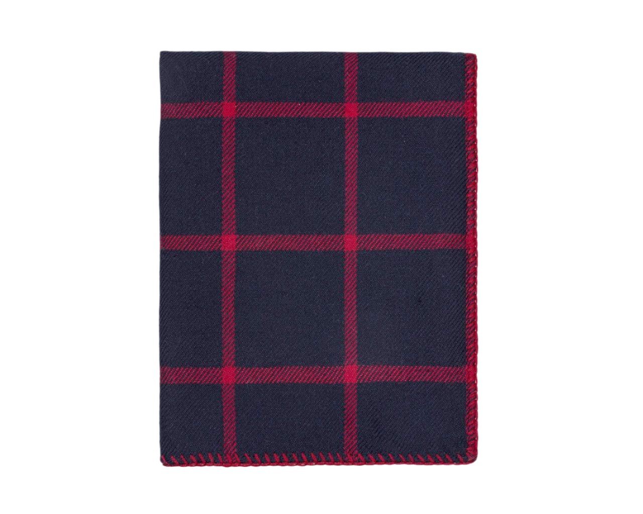 Alicia Adams Alpaca Graydon Throw in Navy Blue and Scarlet Red