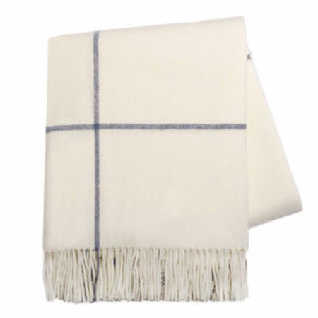 Windowpane Cashmere Throw Ecru & Navy by Lands Downunder