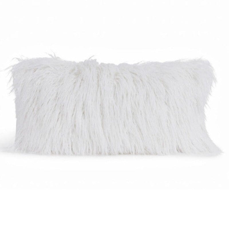 White Tibetan Lamb Faux Fur Throw Pillows by Fabulous Furs