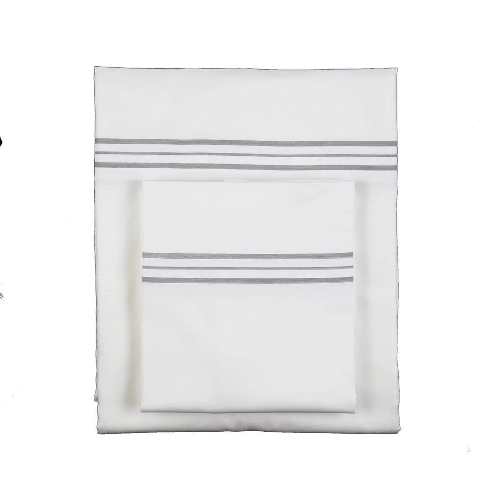 Hem Stripe White & Grey Sheet Sets by Ann Gish