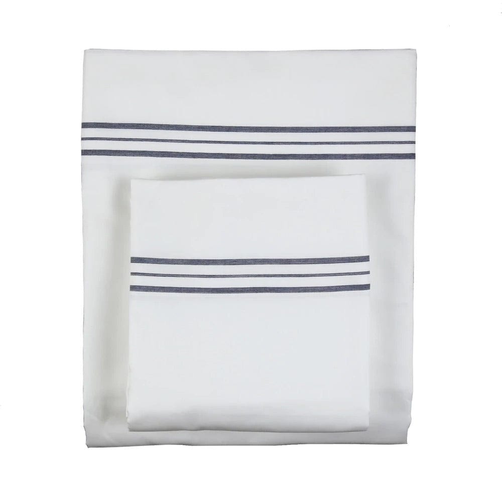 Hem Stripe White & Navy Sheet Sets by Ann Gish