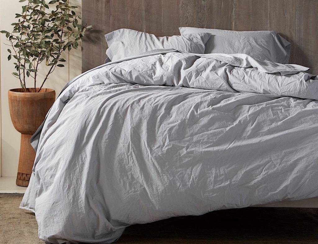 Pewter Organic Crinkled Percale Duvet Cover by Coyuchi