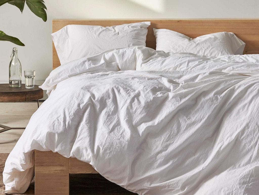 Alpine White Organic Crinkled Percale Duvet Cover