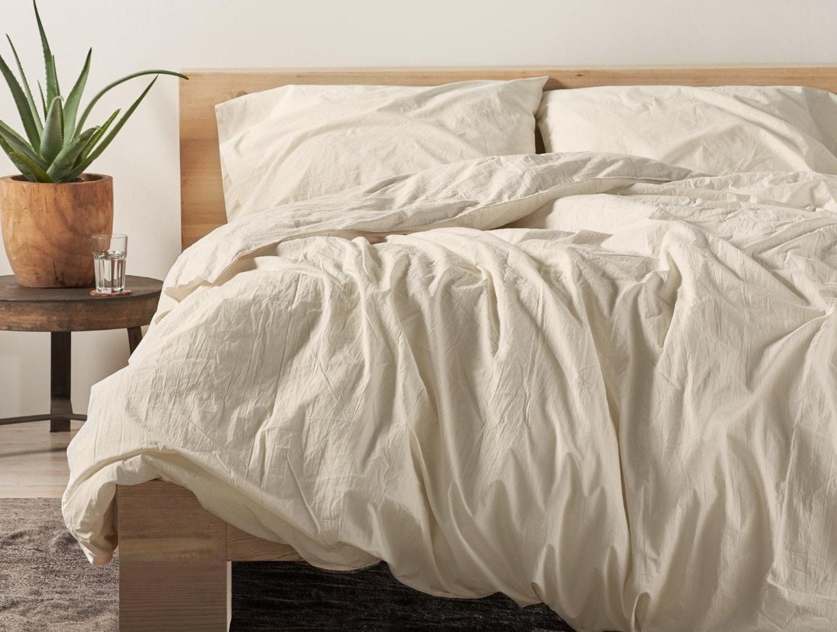 Undyed Organic Crinkled Percale Duvet Cover by Coyuchi