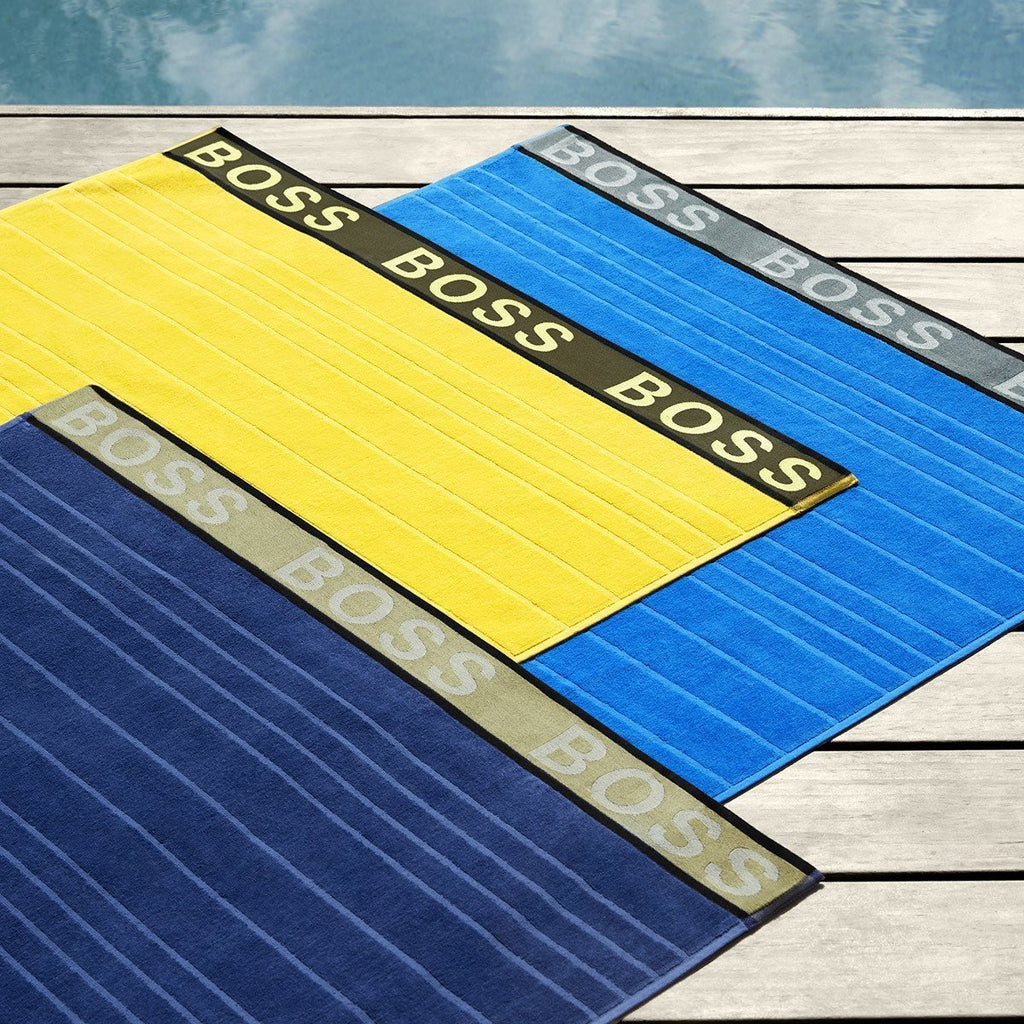 Blue Striped Logo Beach Towel by Hugo Boss