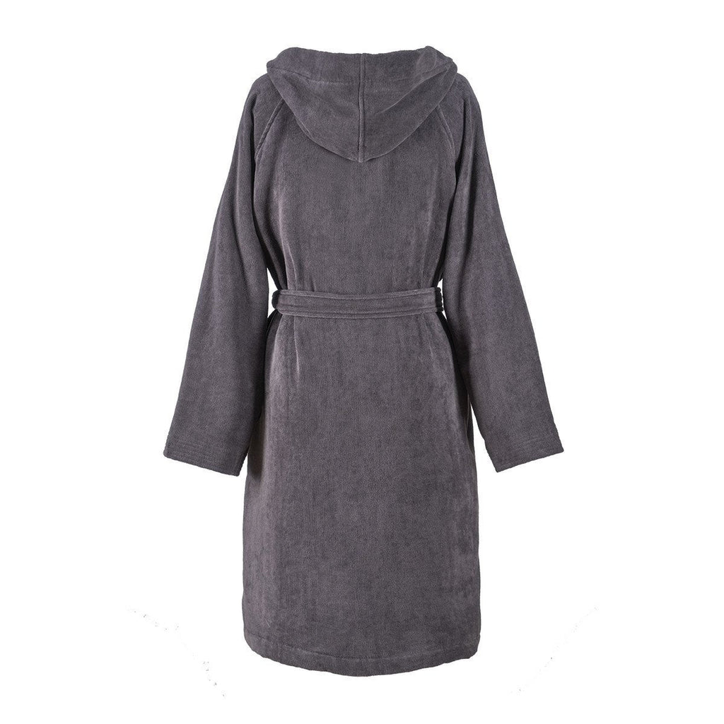 Plain Graphite Hooded Bathrobe by Hugo Boss
