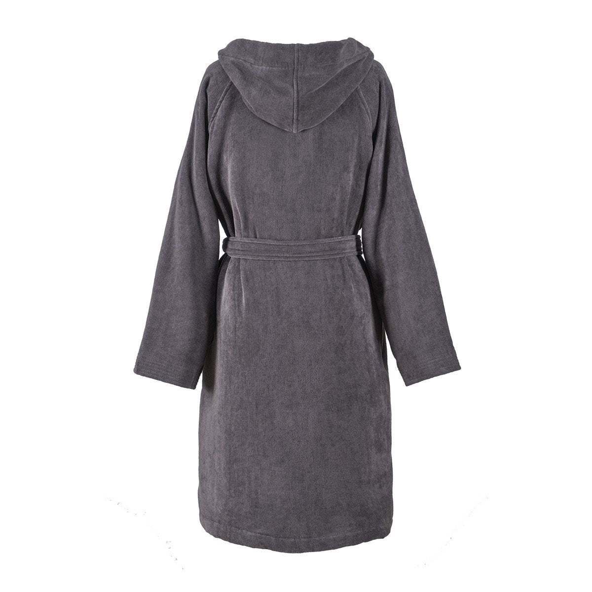 Plain Graphite Hooded Bathrobe by Hugo Boss