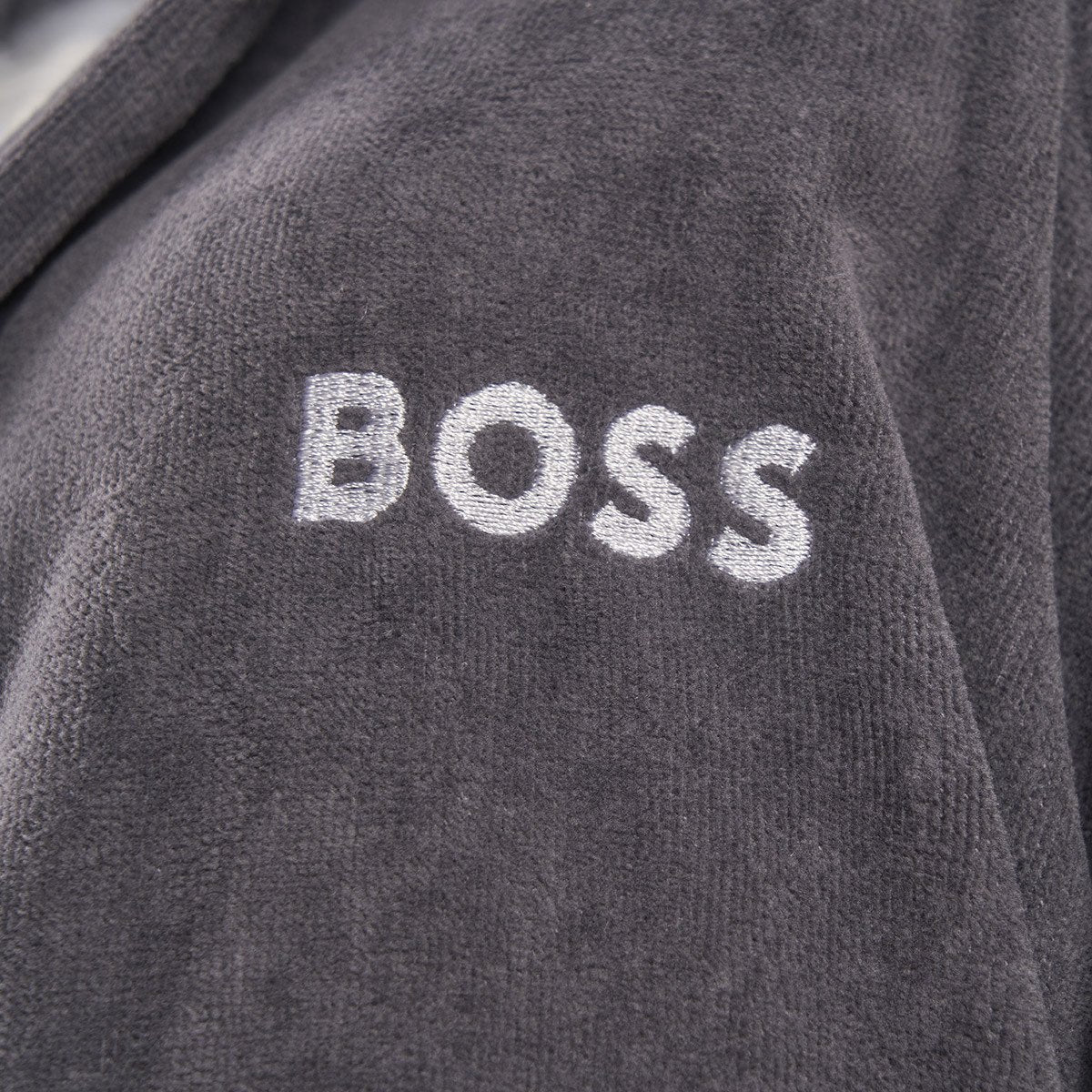 Plain Graphite Hooded Bathrobe by Hugo Boss