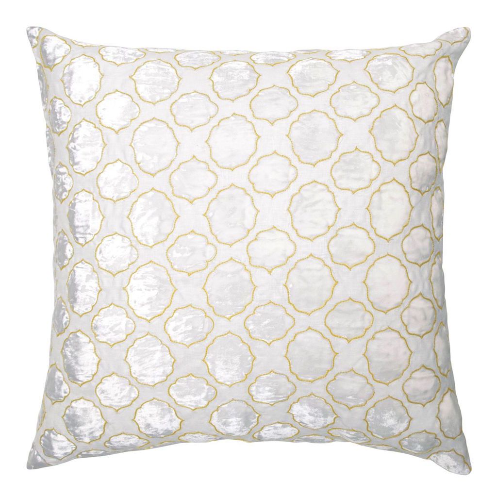Yellow Tile Velvet Appliqué Pillow by Kevin O'Brien Studio