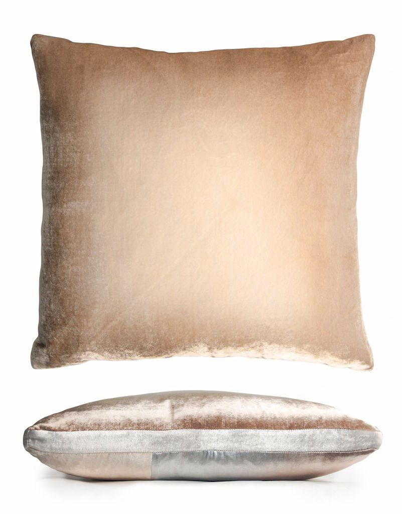 Latte Color Block Velvet Decorative Pillow
