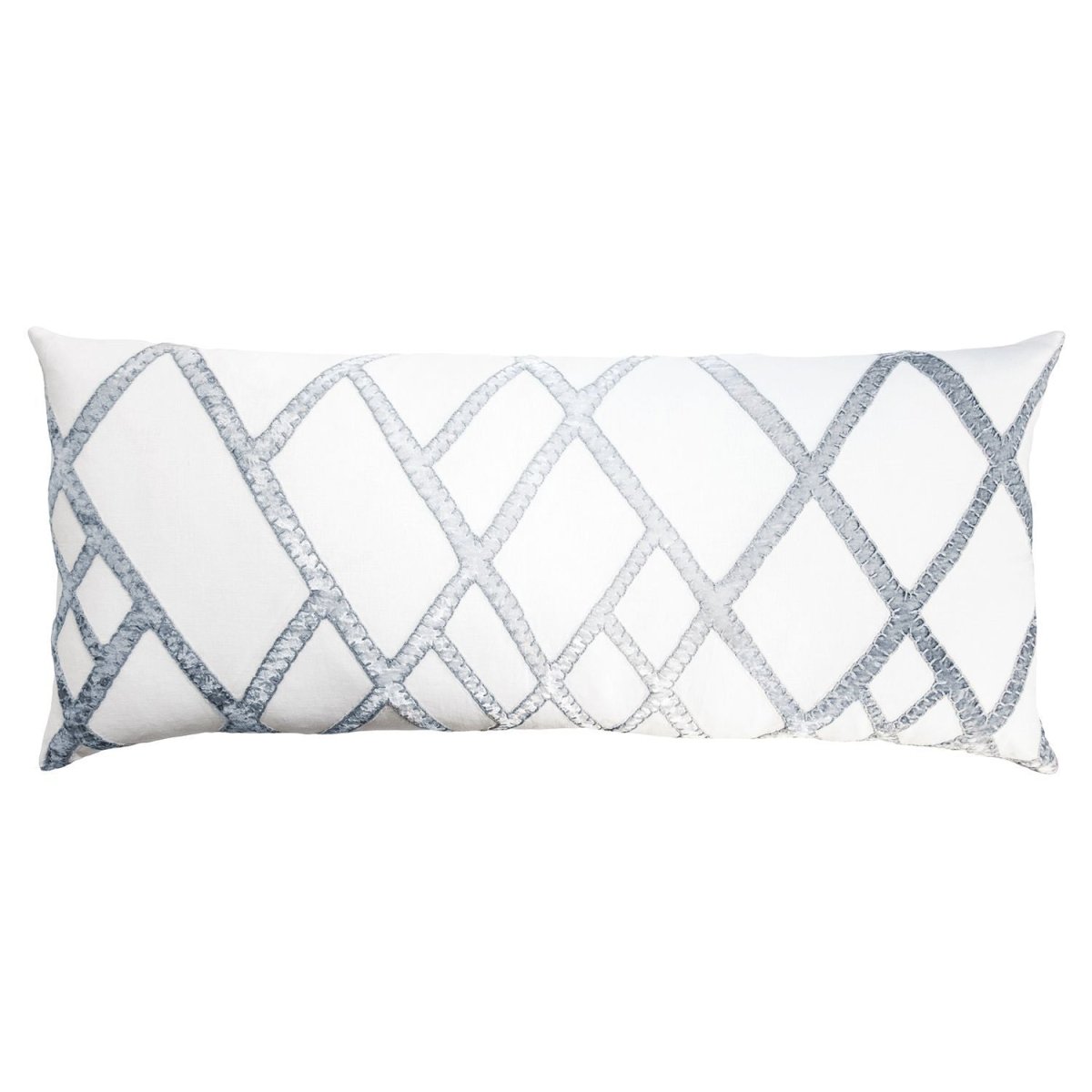 White & Steel Net Velvet Appliqué Pillow by Kevin O'Brien Studio
