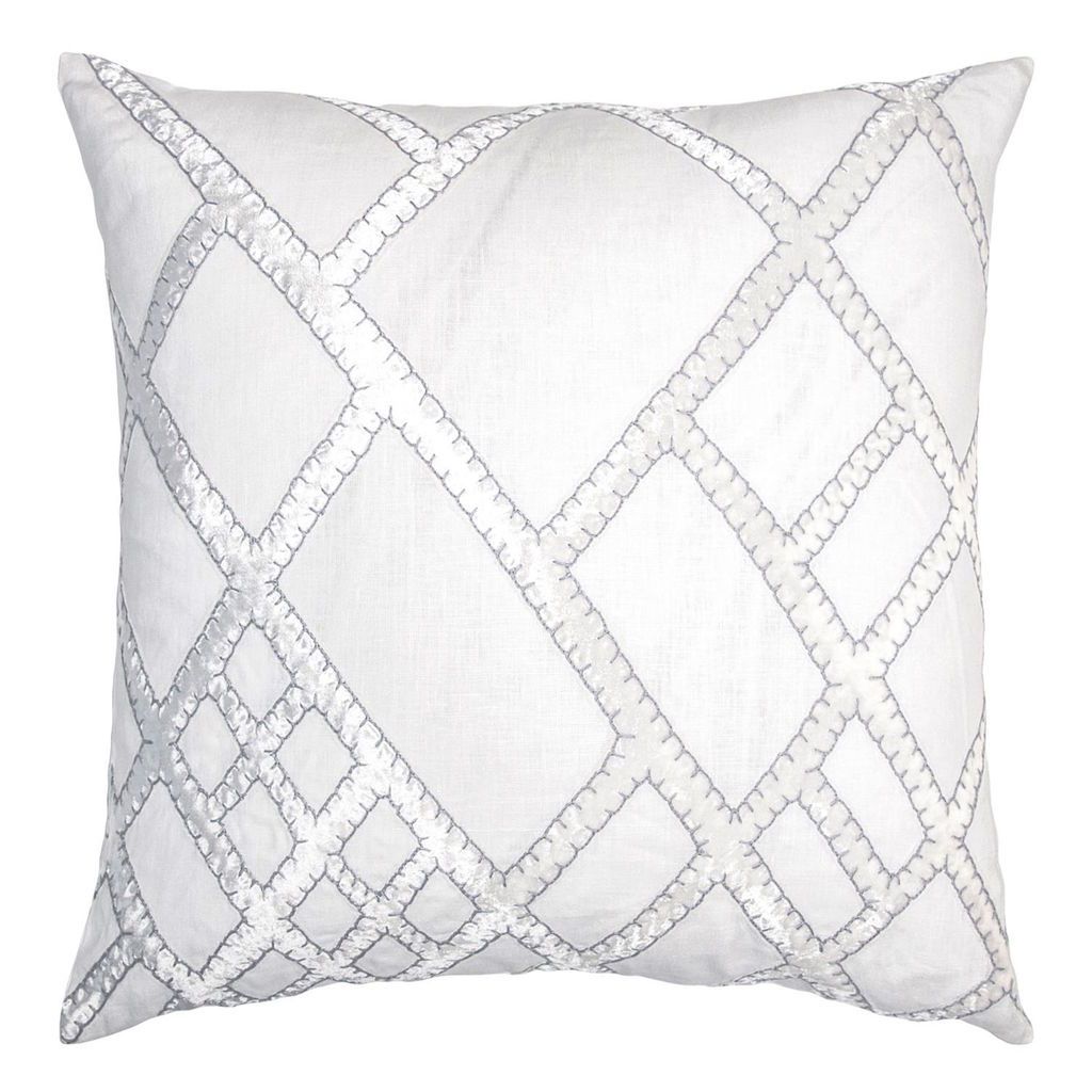 Net White & Grey Velvet Appliqué Pillow