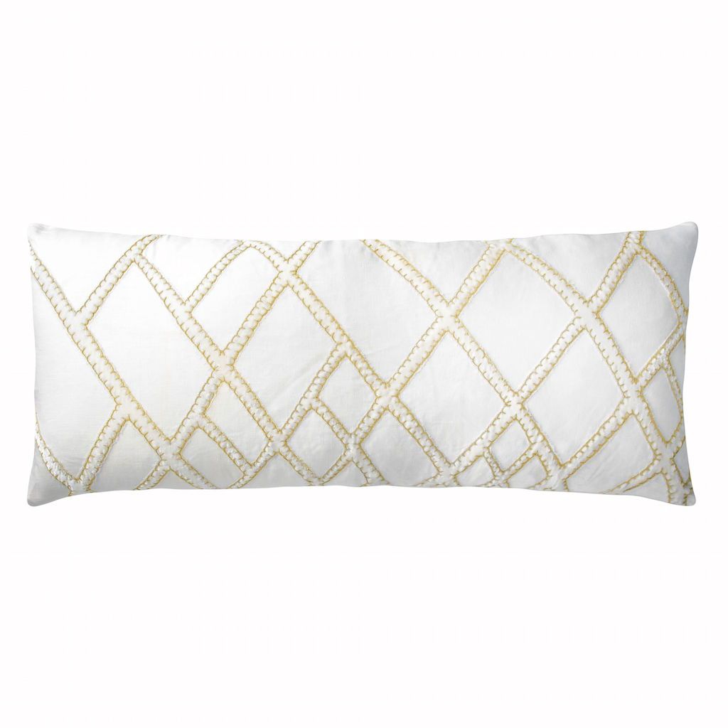 Yellow Net Velvet Appliqué Pillow by Kevin O'Brien Studio