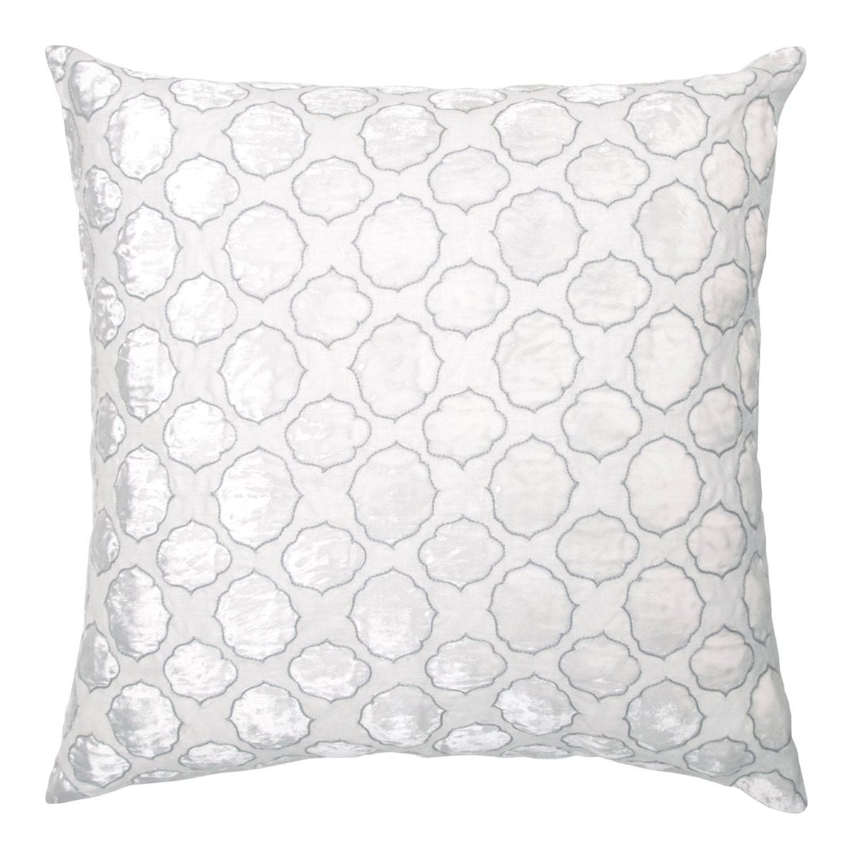 Grey Tile Velvet Appliqué Pillow by Kevin O'Brien Studio