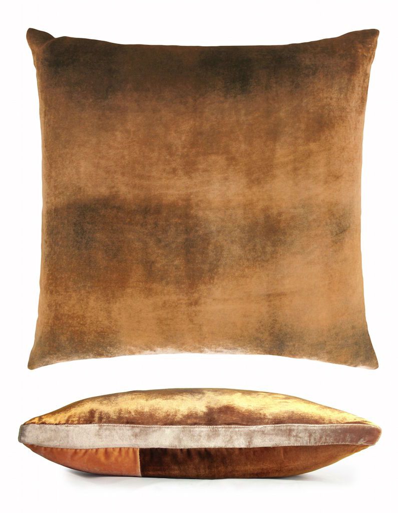 Copper Ivy Color Block Velvet Throw Pillow
