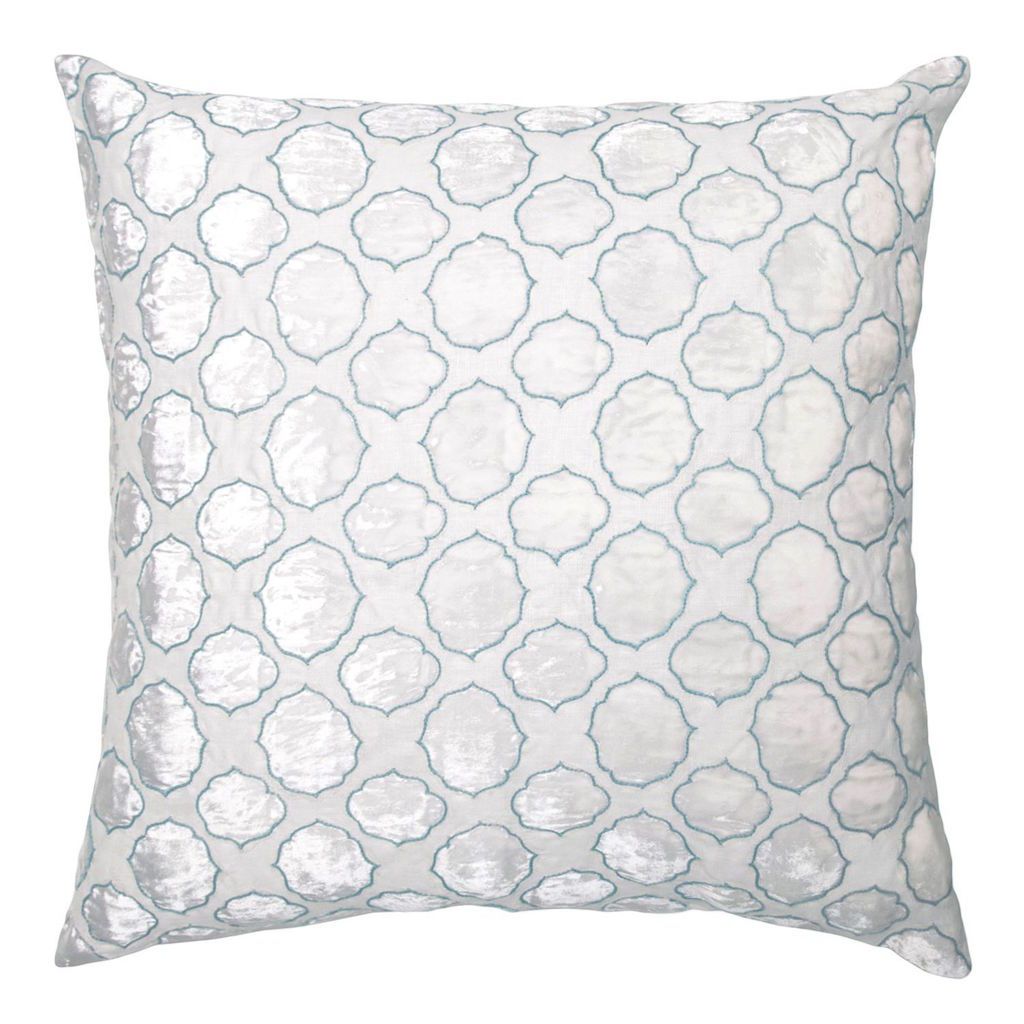 Robin's Egg Tile Velvet Appliqué Pillow by Kevin O'Brien Studio