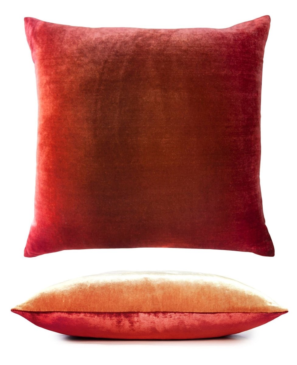 Wildberry & Mango Two Tone Ombre Velvet Pillow