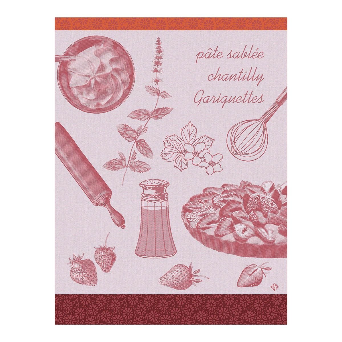 Tarte Aux Fraises Pink Tea Towels by Le Jacquard Français